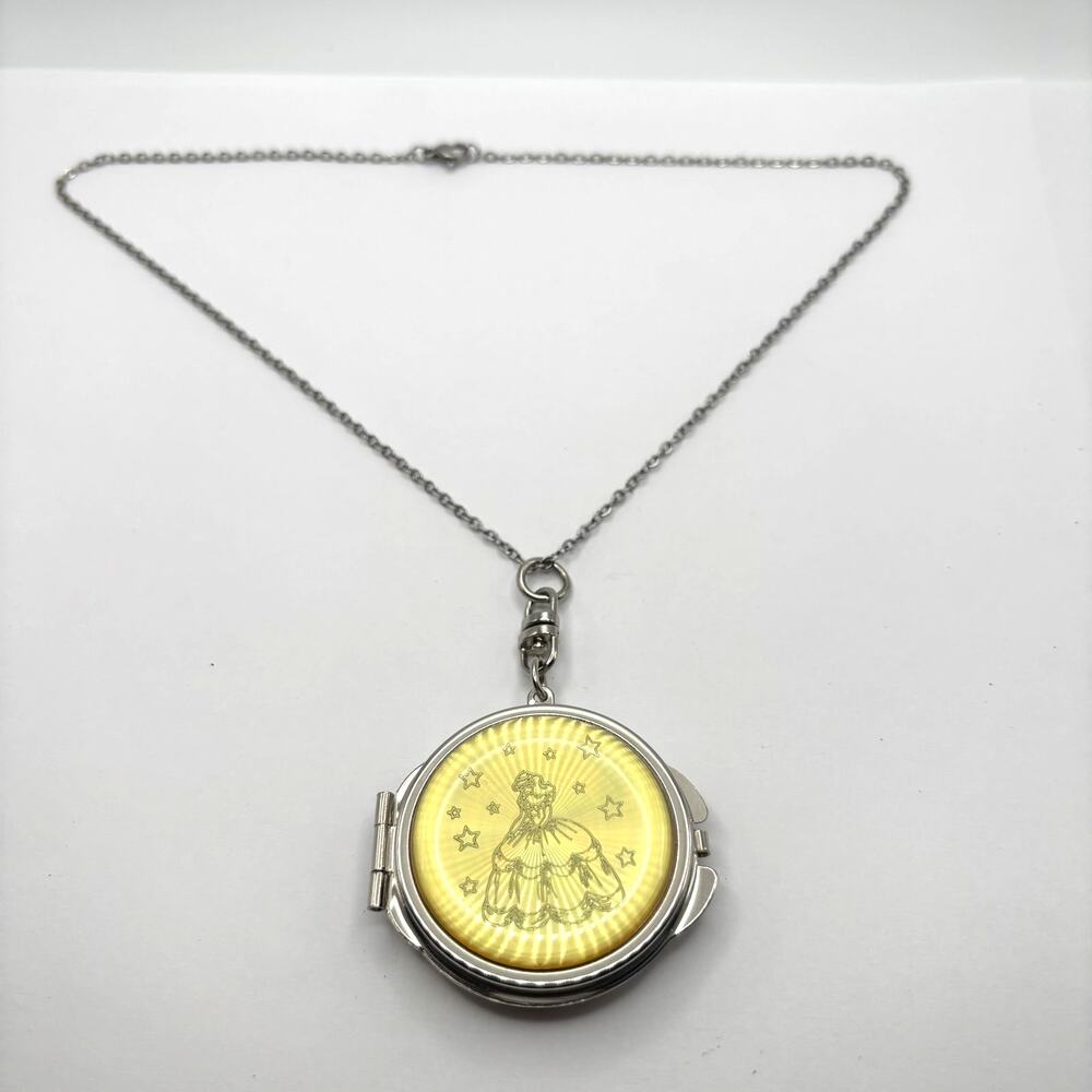 Silver & Gold Quinceanera Compact Mirror Necklace